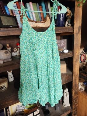 Wild Fable Green Floral Sundress with Yellow Accents